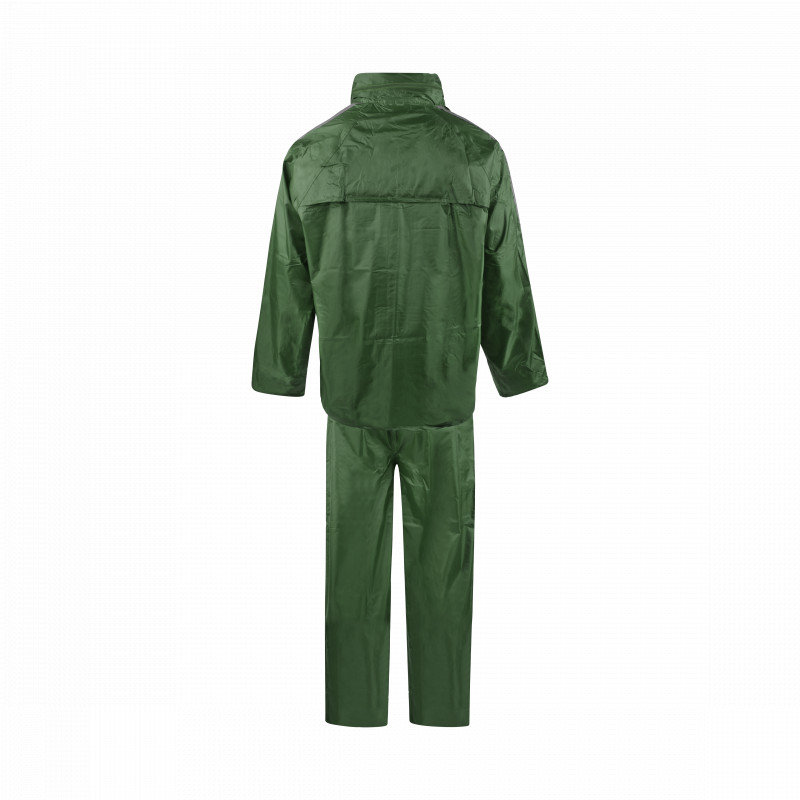 C-Line tweedelig regenpak met capuchon, Groen met reflectie strepen, Polyerster/PVC, Kinder maat 110/116