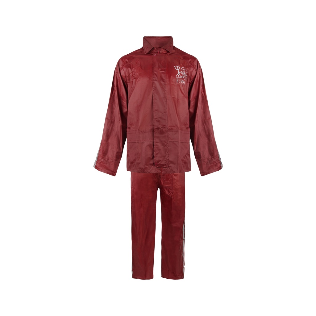 C-Line tweedelig regenpak met capuchon, Bordeaux rood met reflectie strepen, Polyerster/PVC, Kinder maat 110/116