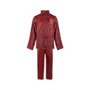 C-Line tweedelig regenpak met capuchon, Bordeaux rood met reflectie strepen, Polyerster/PVC, Kinder maat 122/128