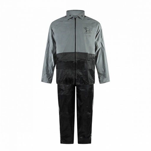 [12477] C-Line tweedelig regenpak met capuchon, Reflectie jas met zwarte broek, Polyerster/PVC, Kinder maat 110/116