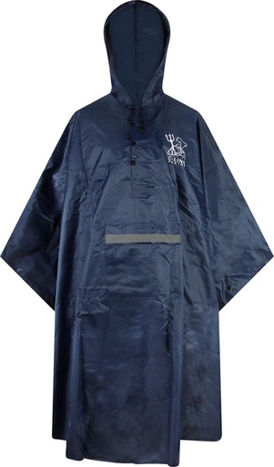 [12484] C-Line Poncho voor wandelen en fietsen, Donker blauw met reflectie strepen, Polyerster/PVC, Maat XXL/XXXL